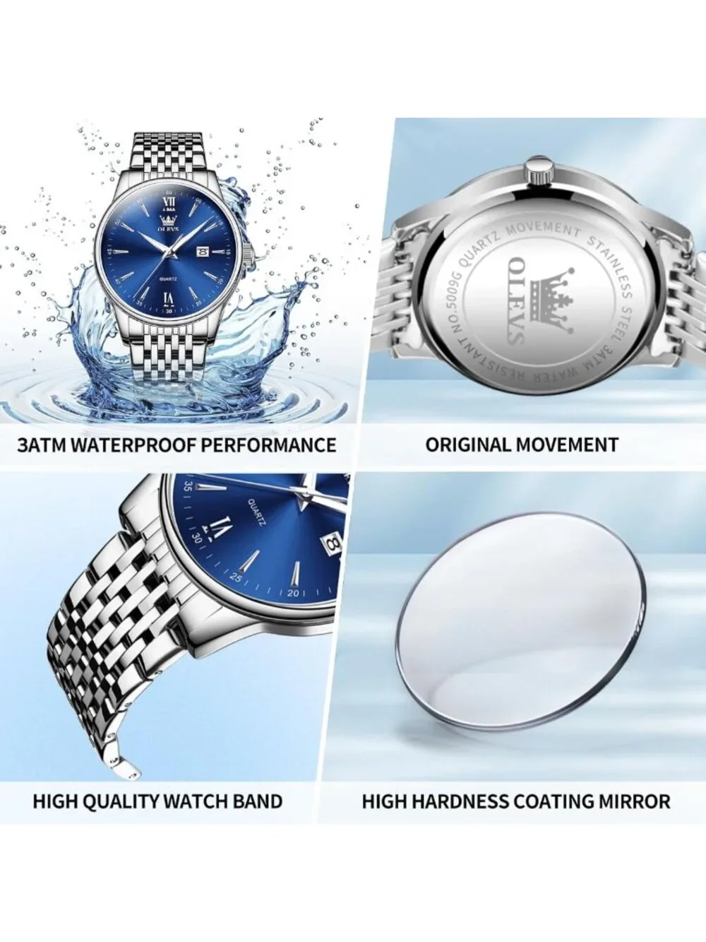 Luxury Stainless Steel Men's Watch - 30M Waterproof Quartz Dress Timepiece